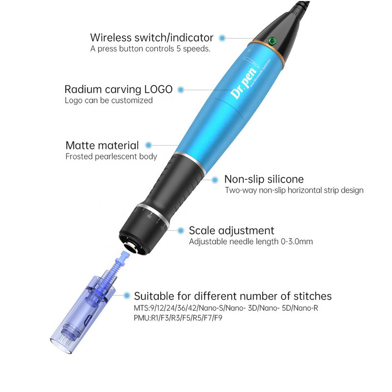 Регулируемая длина иглы 1,0 мм Dr pen A1c A1w Electric Dermapen для отбеливания